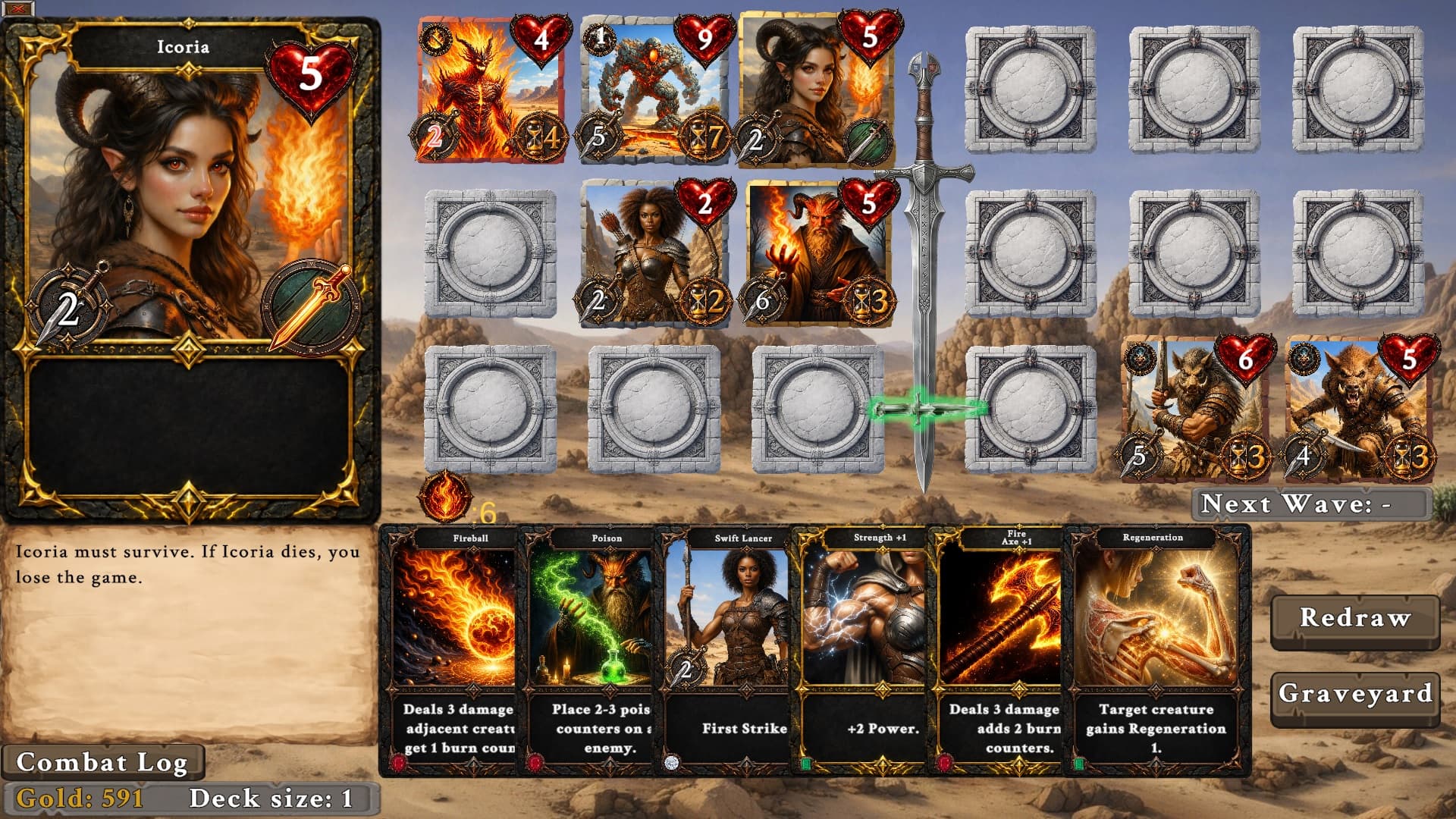 Duskfire combat with Icoria on the battlefield